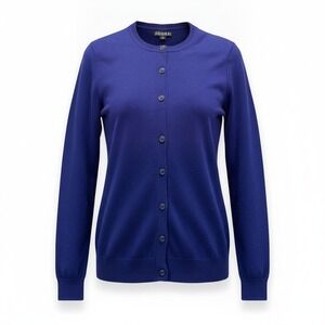 Nicole Miller Cardigan S Royal Blue Metallic Button Up Careercore Layering